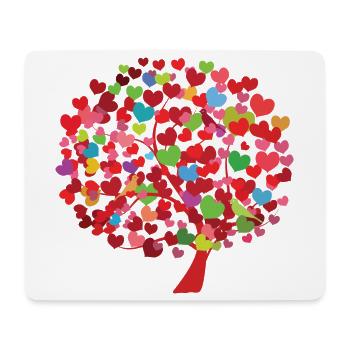 Illustration d’arbre de coeur avec des feuilles colorées - Tapis de souris (format paysage) - blanc - Devant