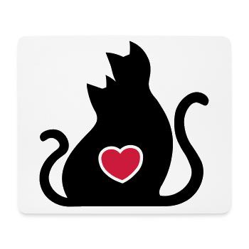Katzen Liebe Verliebte / Cats in love / - Mousepad (Querformat) - Weiß - Vorne