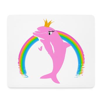 Regenbogen Delfin goldene Krone Rosa - Mousepad (Querformat) - Weiß - Vorne