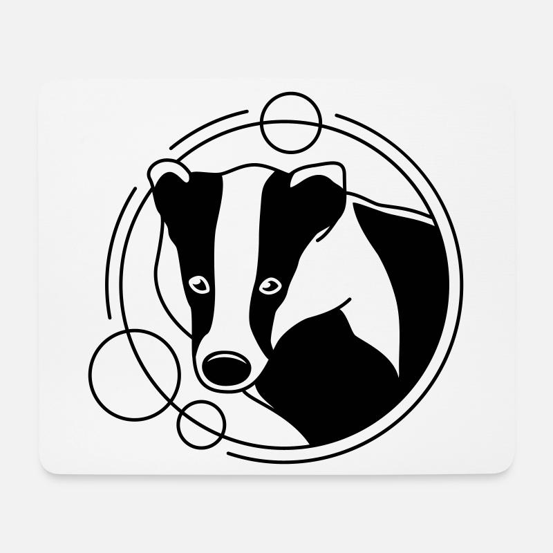 Dachs in geometrischer Form - Line-Art-Design - Mousepad (Querformat) - Weiß