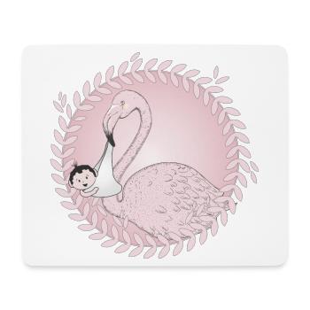 Flamingo bringt das Baby anstatt der Storch - Mousepad (Querformat) - Weiß - Vorne