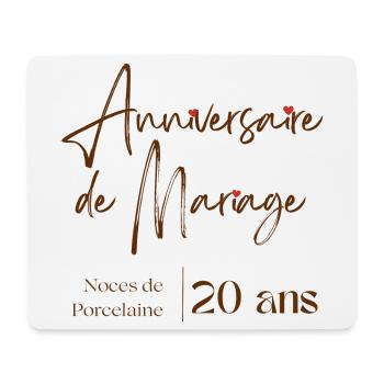 Anniversaire de mariage 20 ans Noces de Porcelaine - Tapis de souris (format paysage) - blanc - Devant