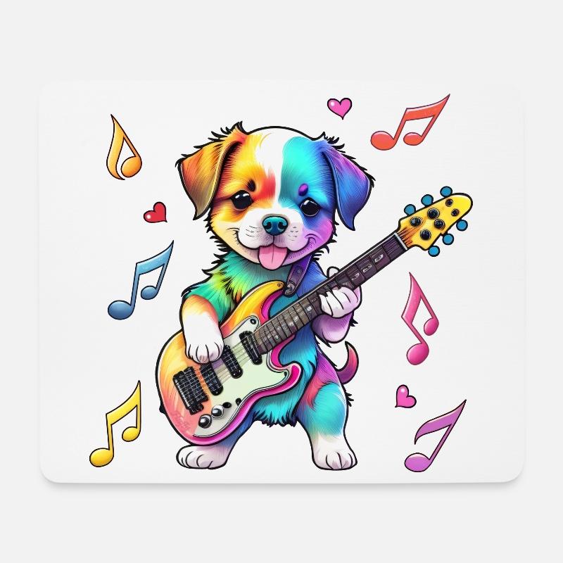 Rock Star Hound Welpe – Regenbogen - Mousepad (Querformat) - Weiß
