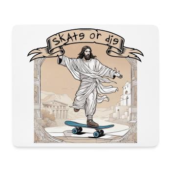 skate or die - Jésus sur skateboard photo antique - Tapis de souris (format paysage) - blanc - Devant