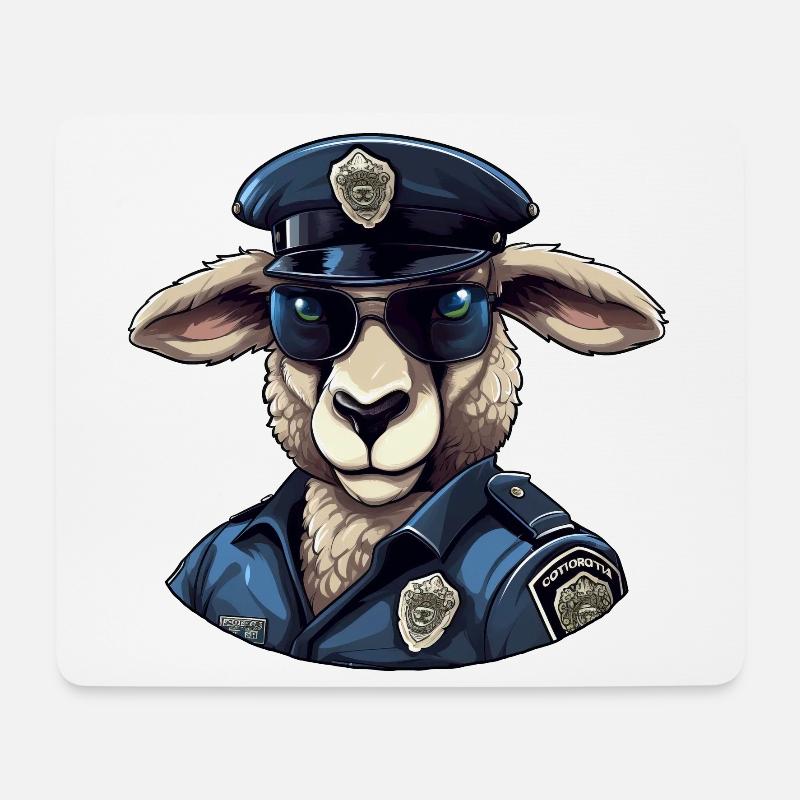 Schaf Polizist - Mousepad (Querformat) - Weiß