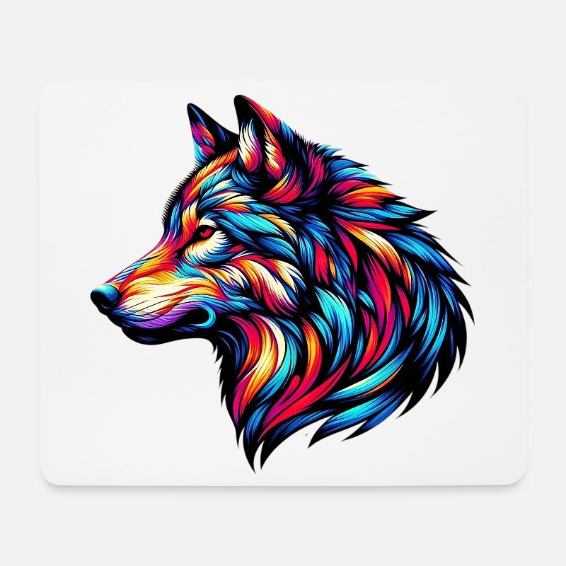 Wolf - Mousepad (Querformat) - Weiß