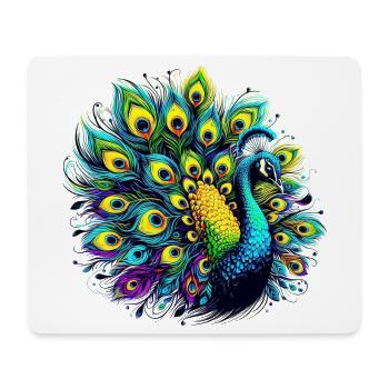Pfau - Mousepad (Querformat) - Weiß - Vorne