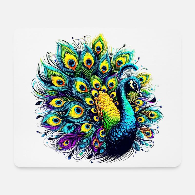 Pfau - Mousepad (Querformat) - Weiß