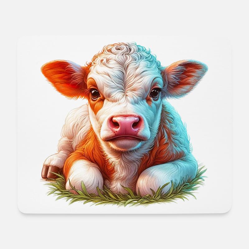 Kuh - Mousepad (Querformat) - Weiß