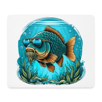 Carp with sunglasses - Mouse Pad (horizontal) - white - Front