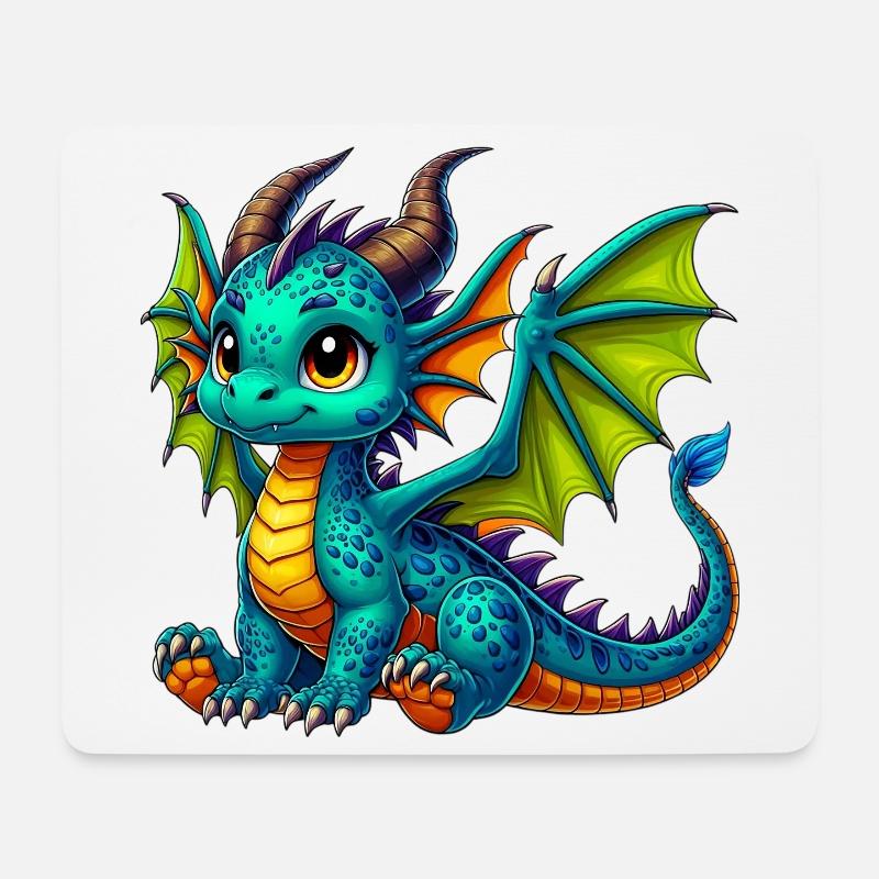Drache - Mousepad (Querformat) - Weiß
