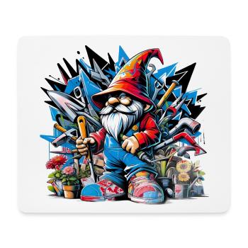 Bunter,lebendiger Gartenzwerg umgeben von Werkzeug - Mousepad (Querformat) - Weiß - Vorne