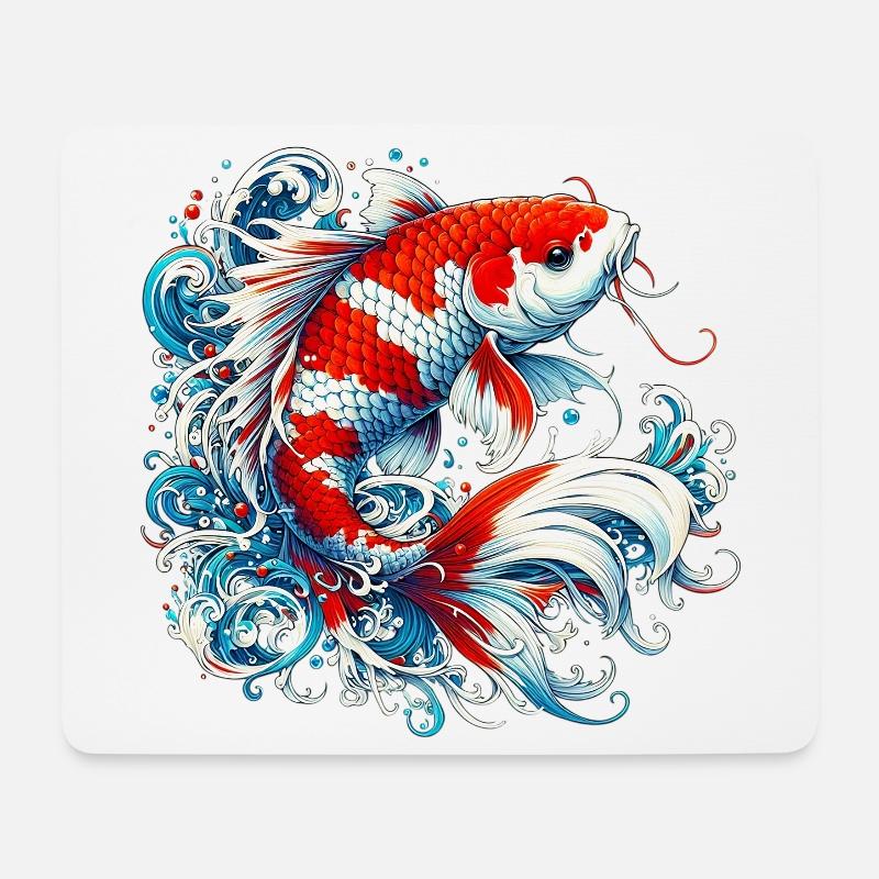 Japanischer japanischer Koi-Karpfenfisch - Mousepad (Querformat) - Weiß