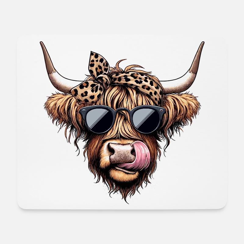 Rockabilly Highland Beef - Stylish and Cool - Mouse Pad (horizontal) - white