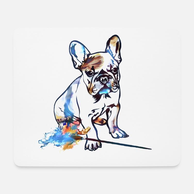 Farbige Bulldog Watercolor - Mousepad (Querformat) - Weiß