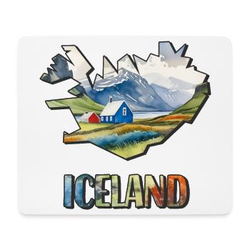 Aquarell Landkarte Island - Mousepad (Querformat) - Weiß - Vorne