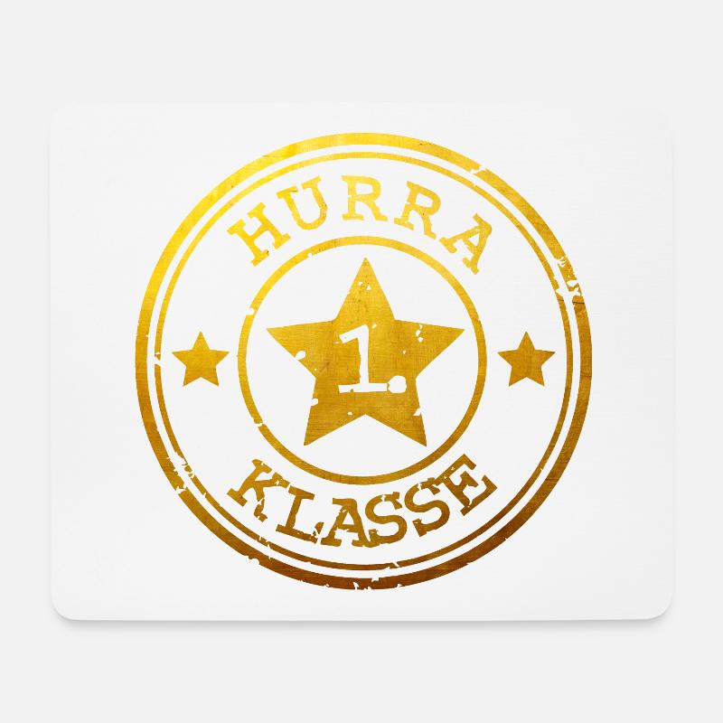 Hurrah 1st Class - Badge with Star - gold - Mouse Pad (horizontal) - white