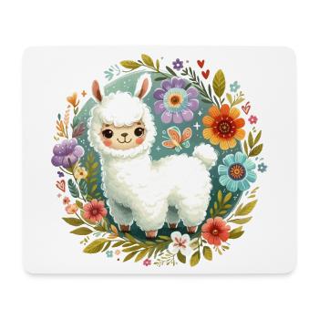 Floral with a little llama - Mouse Pad (horizontal) - white - Front