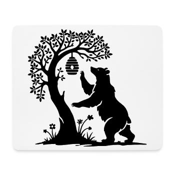 Charmant ours en voleur de miel sur une ruche - Tapis de souris (format paysage) - blanc - Devant