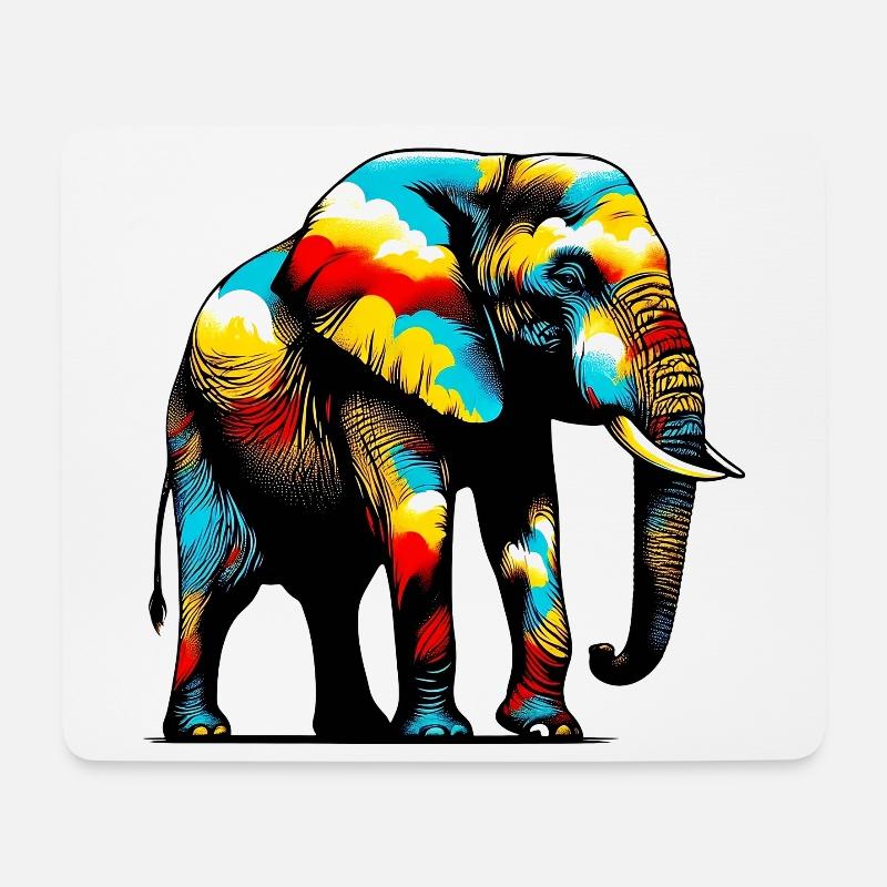Elefant - Mousepad (Querformat) - Weiß