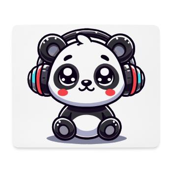 niedliches Panda Kopfhörer Motiv - Mousepad (Querformat) - Weiß - Vorne