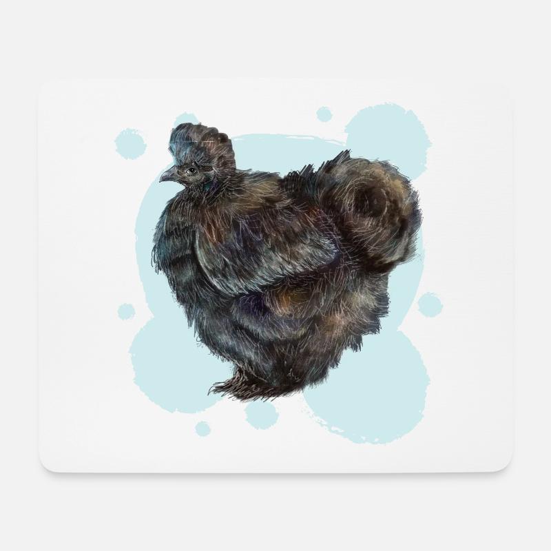 Le poulet noir soyeux - Tapis de souris (format paysage) - blanc