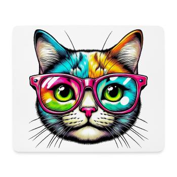 Kater mit Sonnenbrille - Mousepad (Querformat) - Weiß - Vorne