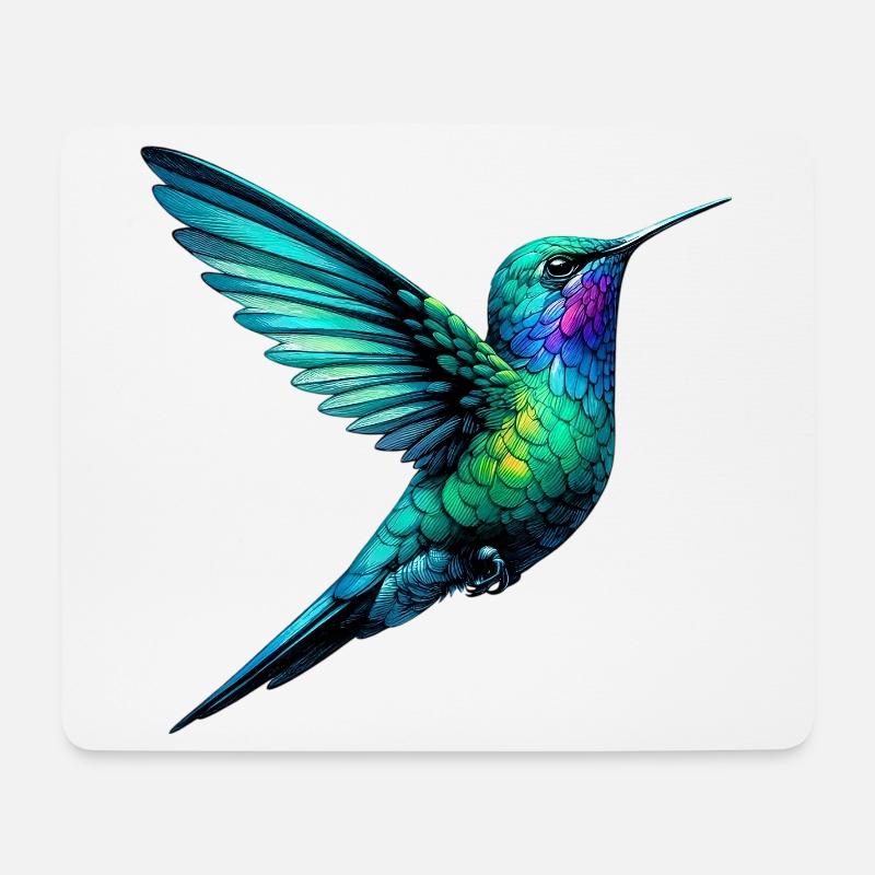 Kolibri - Mousepad (Querformat) - Weiß