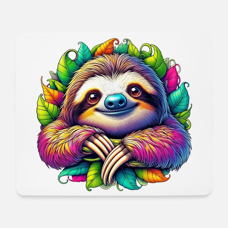 Faultier - Mousepad (Querformat) - Weiß