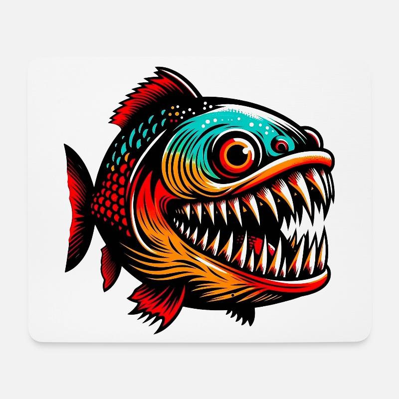 Piranha - Tapis de souris (format paysage) - blanc