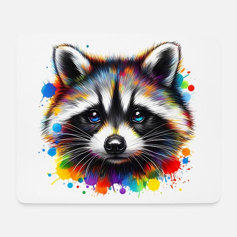 Waschbär - Mousepad (Querformat) - Weiß