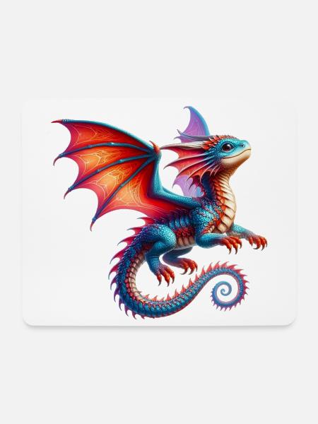 Drache - Mousepad (Querformat) - Weiß