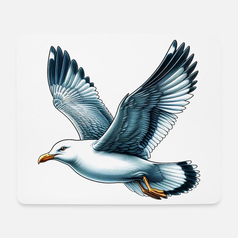 Möwe - Mousepad (Querformat) - Weiß