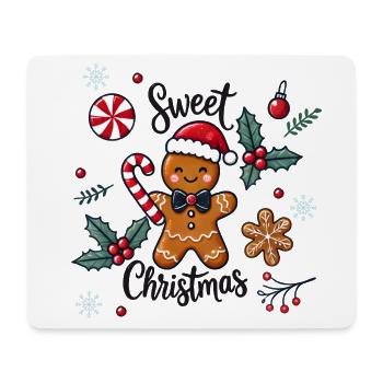 Joyeux bonhomme en pain d’épice avec canne à sucre - Tapis de souris (format paysage) - blanc - Devant