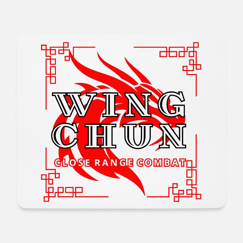 Wing Chun Drachen T-Shirt Nahkampf - Mousepad (Querformat) - Weiß