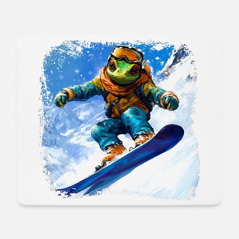 Snowboard Chamäleon - Mousepad (Querformat) - Weiß