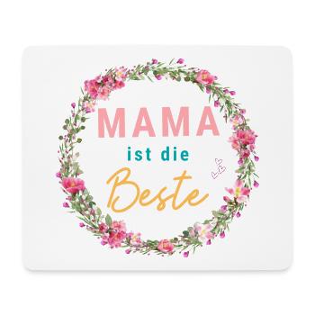 Mama ist die Beste! Floral, bunt, personalisierbar - Mousepad (Querformat) - Weiß - Vorne