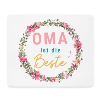 Oma ist die Beste! Floral, personalisierbar - Mousepad (Querformat) - Weiß - Vorne