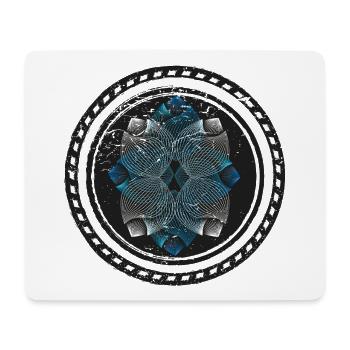 Yoga Geometric Flower: Linocut Mandala - Mouse Pad (horizontal) - white - Front