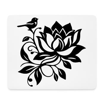 Der schwarze Lotus und der Vogel - Mousepad (Querformat) - Weiß - Vorne