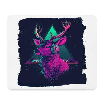 Neon DJ Hirsch – Funny Party Hirsch - Mouse Pad (horizontal) - white - Front