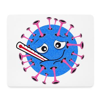 Sick Virus – Dessin animé avec thermomètre clinique - Tapis de souris (format paysage) - blanc - Devant