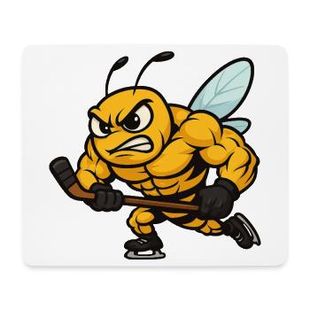 Aggressive Biene Eishockey Coach Winter Team - Mousepad (Querformat) - Weiß - Vorne