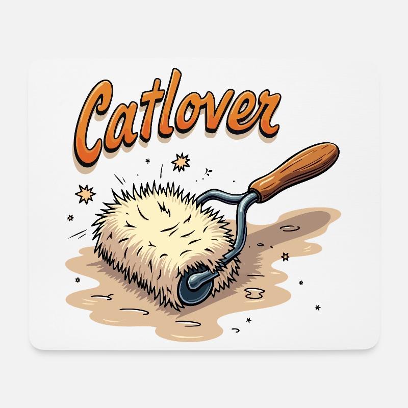 Catlover – Leben mit Fusselrolle - Mousepad (Querformat) - Weiß