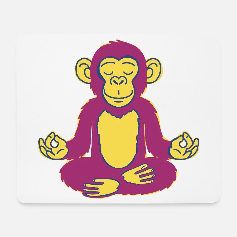 Yoga Affe - Mousepad (Querformat) - Weiß