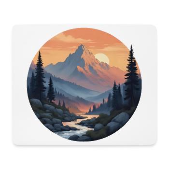 Berglandschaft bei Sonnenuntergang - Mousepad (Querformat) - Weiß - Vorne