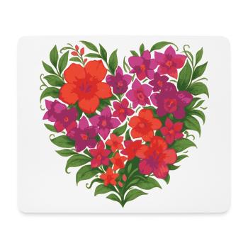 Heart of colorful flowers - Mouse Pad (horizontal) - white - Front