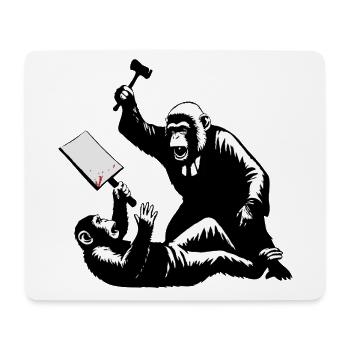 Monkey judge hits protesters - Mouse Pad (horizontal) - white - Front