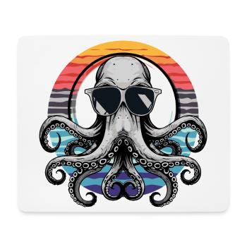 Oktopus mit Sonnenbrille - Mousepad (Querformat) - Weiß - Vorne
