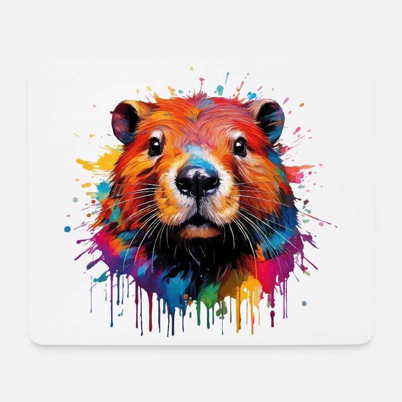 Bunter Biber Wasserfarbendesign - Mousepad (Querformat) - Weiß